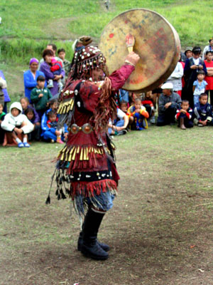 Shaman's Flight: Kakasia Shaman at sacred spring. Tuva 2003 Photo by Kent Dorsey
